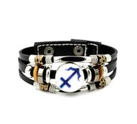 YAIEWNE Men's Leather Bracelet, Sagittarius Geometry Space Quantum Entanglement Adjustable Leather Layered Braided Bracelet, Ethnic Handmade Bangle, Friendship Accessory Birthday Christmas Gift