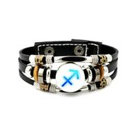 YAIEWNE Men's Leather Bracelet, Sagittarius Sign Abstract Holographic Projection Adjustable Leather Layered Braided Bracelet, Ethnic Handmade Bangle, Friendship Accessory Birthday Christmas Gift