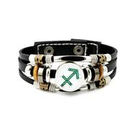 YAIEWNE Men's Leather Bracelet, Sagittarius Sign Chip Art Circuit Board Adjustable Leather Layered Braided Bracelet, Music Ethnic Handmade Bangle, Friendship Accessory Birthday Christmas Gift