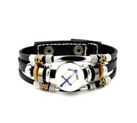 YAIEWNE Men's Leather Bracelet, Sagittarius Sign Nebula Star Topology Adjustable Leather Layered Braided Bracelet, Punk Ethnic Handmade Bangle, Friendship Accessory Birthday Christmas Gift