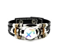 YAIEWNE Men's Leather Bracelet, Sagittarius Sign Rainbow Spectral Diffraction Adjustable Leather Layered Braided Bracelet, Ethnic Handmade Bangle, Friendship Accessory Birthday Christmas Gift