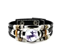 YAIEWNE Men's Leather Bracelet, Sagittarius Warrior Arrow Art Projection Adjustable Leather Layered Braided Bracelet, Punk Ethnic Handmade Bangle, Friendship Accessory Birthday Christmas Gift