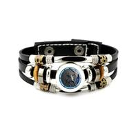 YAIEWNE Men's Leather Bracelet, Sagittarius Warrior Nebula Sculpture Adjustable Leather Layered Braided Bracelet, Punk Ethnic Handmade Bangle, Friendship Accessory Birthday Christmas Gift
