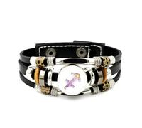 YAIEWNE Men's Leather Bracelet, Sagittarius Zodiac Sign Flow Ice Crystal Adjustable Leather Layered Braided Bracelet, Punk Ethnic Handmade Bangle, Friendship Accessory Birthday Christmas Gift