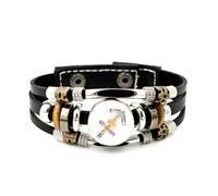 YAIEWNE Men's Leather Bracelet, Sagittarius Zodiac Sign Vortex Ice Crystal Adjustable Leather Layered Braided Bracelet, Punk Ethnic Handmade Bangle, Friendship Accessory Birthday Christmas Gift