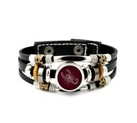 YAIEWNE Men's Leather Bracelet, Scorpio Animal Nebula Star Topology Adjustable Leather Layered Braided Bracelet, Music Ethnic Handmade Bangle, Friendship Accessory Birthday Christmas Gift