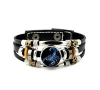 YAIEWNE Men's Leather Bracelet, Scorpio Animal Scorpion Art Diffraction Adjustable Leather Layered Braided Bracelet, Punk Ethnic Handmade Bangle, Friendship Accessory Birthday Christmas Gift