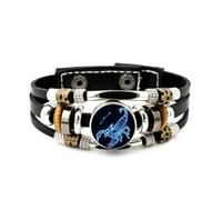 YAIEWNE Men's Leather Bracelet, Scorpio Animal Scorpion Aura Fault Art Adjustable Leather Layered Braided Bracelet, Music Ethnic Handmade Bangle, Friendship Accessory Birthday Christmas Gift