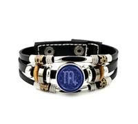 YAIEWNE Men's Leather Bracelet, Scorpio Art Sign Geometry Quantum Entanglement Adjustable Leather Layered Braided Bracelet, Ethnic Handmade Bangle, Friendship Accessory Birthday Christmas Gift