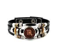 YAIEWNE Men's Leather Bracelet, Scorpio Art Sign Sunshine Quantum Entanglement Adjustable Leather Layered Braided Bracelet, Ethnic Handmade Bangle, Friendship Accessory Birthday Christmas Gift