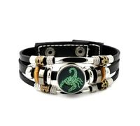 YAIEWNE Men's Leather Bracelet, Scorpio Brave Scorpion Aura Circuit Board Adjustable Leather Layered Braided Bracelet, Punk Ethnic Handmade Bangle, Friendship Accessory Birthday Christmas Gift