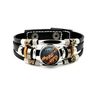 YAIEWNE Men's Leather Bracelet, Scorpio Burning Scorpion Art Heavy Adjustable Leather Layered Braided Bracelet, Punk Ethnic Handmade Bangle, Friendship Accessory Birthday Christmas Gift