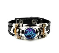 YAIEWNE Men's Leather Bracelet, Scorpio Burning Scorpion Cyber Heavy Adjustable Leather Layered Braided Bracelet, Punk Ethnic Handmade Bangle, Friendship Accessory Birthday Christmas Gift