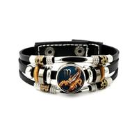 YAIEWNE Men's Leather Bracelet, Scorpio Burning Scorpion Sign Heavy Adjustable Leather Layered Braided Bracelet, Punk Ethnic Handmade Bangle, Friendship Accessory Birthday Christmas Gift