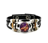 YAIEWNE Men's Leather Bracelet, Scorpio Burning Scorpion Totem Heavy Adjustable Leather Layered Braided Bracelet, Punk Ethnic Handmade Bangle, Friendship Accessory Birthday Christmas Gift