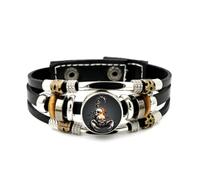 YAIEWNE Men's Leather Bracelet, Scorpio Burning Sketch Skull Heavy Adjustable Leather Layered Braided Bracelet, Punk Ethnic Handmade Bangle, Friendship Accessory Birthday Christmas Gift