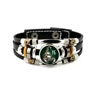 YAIEWNE Men's Leather Bracelet, Scorpio Burning Skull Fantastic Heavy Adjustable Leather Layered Braided Bracelet, Punk Ethnic Handmade Bangle, Friendship Accessory Birthday Christmas Gift