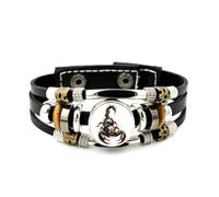 YAIEWNE Men's Leather Bracelet, Scorpio Burning Skull Scorpion Heavy Adjustable Leather Layered Braided Bracelet, Punk Ethnic Handmade Bangle, Friendship Accessory Birthday Christmas Gift