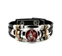 YAIEWNE Men's Leather Bracelet, Scorpio Burning Skull Sign Heavy Adjustable Leather Layered Braided Bracelet, Punk Ethnic Handmade Bangle, Friendship Accessory Birthday Christmas Gift