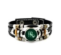 YAIEWNE Men's Leather Bracelet, Scorpio Calligraphy Art Nebula Particle Flow Adjustable Leather Layered Braided Bracelet, Punk Ethnic Handmade Bangle, Friendship Accessory Birthday Christmas Gift