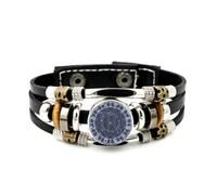 YAIEWNE Men's Leather Bracelet, Scorpio Calligraphy Galaxy Projection Adjustable Leather Layered Braided Bracelet, Rock Roll Ethnic Handmade Bangle, Friendship Accessory Birthday Christmas Gift