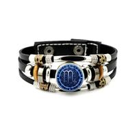 YAIEWNE Men's Leather Bracelet, Scorpio Compass Best Wish Relief Adjustable Leather Layered Braided Bracelet, Music Ethnic Handmade Bangle, Friendship Accessory Birthday Christmas Gift