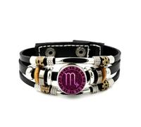 YAIEWNE Men's Leather Bracelet, Scorpio Compass Pray Luck Digital Fault Art Adjustable Leather Layered Braided Bracelet, Music Ethnic Handmade Bangle, Friendship Accessory Birthday Christmas Gift