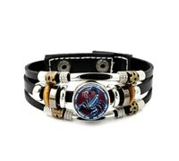 YAIEWNE Men's Leather Bracelet, Scorpio Fashion Scorpion Shield Space Relief Adjustable Leather Layered Braided Bracelet, Punk Ethnic Handmade Bangle, Friendship Accessory Birthday Christmas Gift