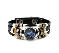 YAIEWNE Men's Leather Bracelet, Scorpio Fierce Scorpion Art Diffraction Adjustable Leather Layered Braided Bracelet, Punk Ethnic Handmade Bangle, Friendship Accessory Birthday Christmas Gift