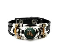 YAIEWNE Men's Leather Bracelet, Scorpio Flame Compass Best Wish Heavy Adjustable Leather Layered Braided Bracelet, Punk Ethnic Handmade Bangle, Friendship Accessory Birthday Christmas Gift