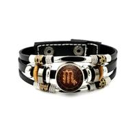 YAIEWNE Men's Leather Bracelet, Scorpio Flame Compass Corrosion Heavy Adjustable Leather Layered Braided Bracelet, Punk Ethnic Handmade Bangle, Friendship Accessory Birthday Christmas Gift