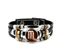 YAIEWNE Men's Leather Bracelet, Scorpio Flame Corrosion Elegant Heavy Adjustable Leather Layered Braided Bracelet, Punk Ethnic Handmade Bangle, Friendship Accessory Birthday Christmas Gift