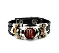 YAIEWNE Men's Leather Bracelet, Scorpio Flame Corrosion Texture Heavy Adjustable Leather Layered Braided Bracelet, Punk Ethnic Handmade Bangle, Friendship Accessory Birthday Christmas Gift