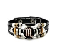 YAIEWNE Men's Leather Bracelet, Scorpio Flame Rock Roll Alien Heavy Adjustable Leather Layered Braided Bracelet, Punk Ethnic Handmade Bangle, Friendship Accessory Birthday Christmas Gift