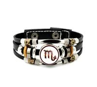 YAIEWNE Men's Leather Bracelet, Scorpio Flame Sign Mysterious Heavy Adjustable Leather Layered Braided Bracelet, Punk Ethnic Handmade Bangle, Friendship Accessory Birthday Christmas Gift