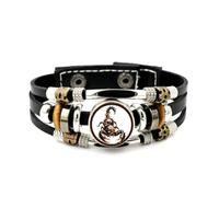 YAIEWNE Men's Leather Bracelet, Scorpio Flame Skull Eyes Art Heavy Adjustable Leather Layered Braided Bracelet, Punk Ethnic Handmade Bangle, Friendship Accessory Birthday Christmas Gift