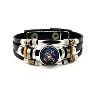 YAIEWNE Men's Leather Bracelet, Scorpio Flame Skull Eyes Cyber Heavy Adjustable Leather Layered Braided Bracelet, Punk Ethnic Handmade Bangle, Friendship Accessory Birthday Christmas Gift