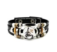 YAIEWNE Men's Leather Bracelet, Scorpio Flame Skull Eyes Sketch Heavy Adjustable Leather Layered Braided Bracelet, Punk Ethnic Handmade Bangle, Friendship Accessory Birthday Christmas Gift