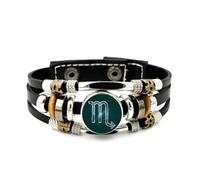 YAIEWNE Men's Leather Bracelet, Scorpio Literary Nebula Star Topology Adjustable Leather Layered Braided Bracelet, Music Ethnic Handmade Bangle, Friendship Accessory Birthday Christmas Gift