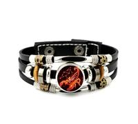 YAIEWNE Men's Leather Bracelet, Scorpio Lively Scorpion Nebula Cyber Neon Adjustable Leather Layered Braided Bracelet, Rock Roll Ethnic Handmade Bangle, Friendship Accessory Birthday Christmas Gift
