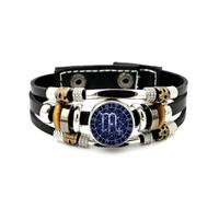YAIEWNE Men's Leather Bracelet, Scorpio Metal Universe Art Star Topology Adjustable Leather Layered Braided Bracelet, Music Ethnic Handmade Bangle, Friendship Accessory Birthday Christmas Gift