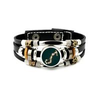 YAIEWNE Men's Leather Bracelet, Scorpio Planet Trail Arc Pray Luck Crystal Adjustable Leather Layered Braided Bracelet, Punk Ethnic Handmade Bangle, Friendship Accessory Birthday Christmas Gift