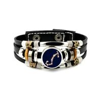 YAIEWNE Men's Leather Bracelet, Scorpio Planet Trail Aura Pray Luck Crystal Adjustable Leather Layered Braided Bracelet, Punk Ethnic Handmade Bangle, Friendship Accessory Birthday Christmas Gift