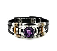 YAIEWNE Men's Leather Bracelet, Scorpio Scorpion Gradation Digital Fault Art Adjustable Leather Layered Braided Bracelet, Music Ethnic Handmade Bangle, Friendship Accessory Birthday Christmas Gift