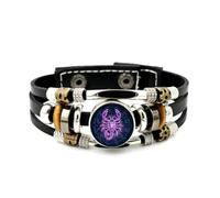 YAIEWNE Men's Leather Bracelet, Scorpio Scorpion Pray Luck Digital Fault Art Adjustable Leather Layered Braided Bracelet, Music Ethnic Handmade Bangle, Friendship Accessory Birthday Christmas Gift