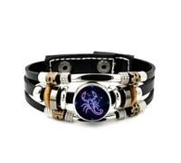 YAIEWNE Men's Leather Bracelet, Scorpio Scorpion Rainbow Cyber Neon Adjustable Leather Layered Braided Bracelet, Rock Roll Ethnic Handmade Bangle, Friendship Accessory Birthday Christmas Gift