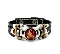 YAIEWNE Men's Leather Bracelet, Scorpio Sketch Skull Art Dynamic Particle Flow Adjustable Leather Layered Braided Bracelet, Punk Ethnic Handmade Bangle, Friendship Accessory Birthday Christmas Gift