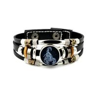 YAIEWNE Men's Leather Bracelet, Scorpio Skull Animal Pray Luck Projection Adjustable Leather Layered Braided Bracelet, Punk Ethnic Handmade Bangle, Friendship Accessory Birthday Christmas Gift