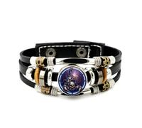 YAIEWNE Men's Leather Bracelet, Scorpio Skull Compass High-End Relief Adjustable Leather Layered Braided Bracelet, Punk Ethnic Handmade Bangle, Friendship Accessory Birthday Christmas Gift