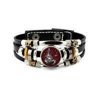 YAIEWNE Men's Leather Bracelet, Scorpio Skull Horn Nebula Star Topology Adjustable Leather Layered Braided Bracelet, Punk Ethnic Handmade Bangle, Friendship Accessory Birthday Christmas Gift